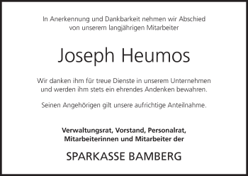 Anzeige von Joseph Heumos von MGO