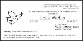 Anzeige von Josta Weber von MGO