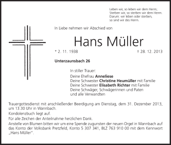 Anzeige von Hans Müller von MGO