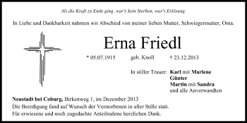 Anzeige von Erna Friedl von MGO