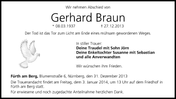 Anzeige von Gerhard Braun von MGO