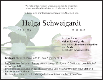 Anzeige von Helga Schweigardt von MGO