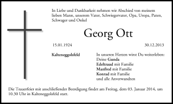 Anzeige von Georg Ott von MGO