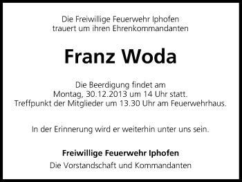Anzeige von Franz Woda von MGO