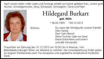 Anzeige von Hildegard Burkart von MGO