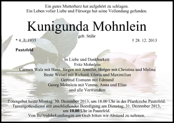 Anzeige von Kunigunda Mohnlein von MGO