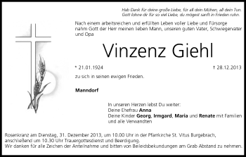 Anzeige von Vinzenz Giehl von MGO