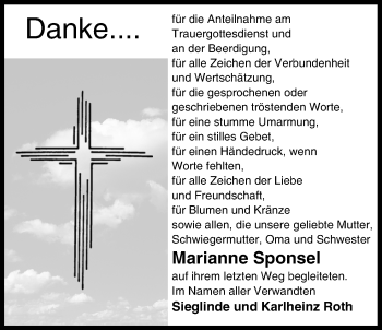 Anzeige von Marianne Sponsel von MGO