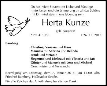 Anzeige von Herta Kunze von MGO