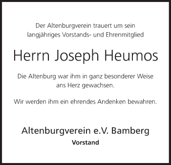 Anzeige von Joseph Heumos von MGO