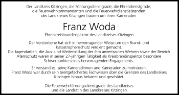Anzeige von Franz Woda von MGO