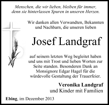 Anzeige von Josef Landgraf von MGO