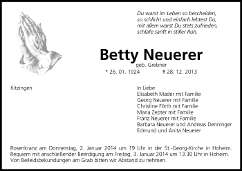 Anzeige von Betty Neuerer von MGO