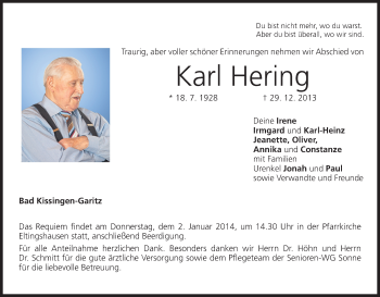 Anzeige von Karl Hering von MGO