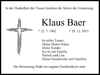 Anzeige von Klaus Baer von MGO