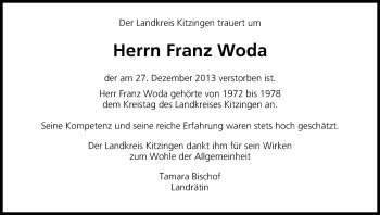 Anzeige von Franz Woda von MGO