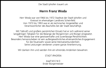 Anzeige von Franz Woda von MGO