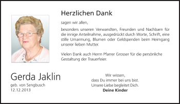 Anzeige von Gerda Jaklin von MGO