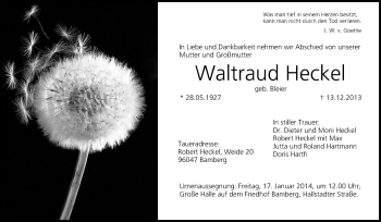 Anzeige von Waltraud Heckel von MGO