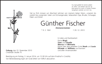 Anzeige von Günther Fischer von MGO