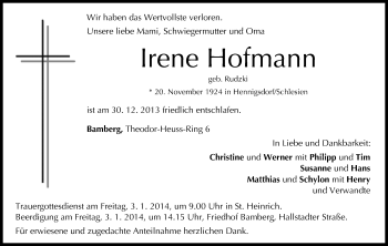 Anzeige von Irene Hofmann von MGO