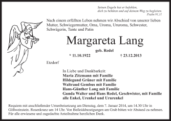 Anzeige von Margareta Lang von MGO