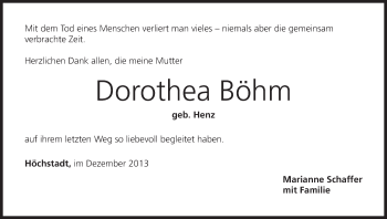 Anzeige von Dorothea Böhm von MGO
