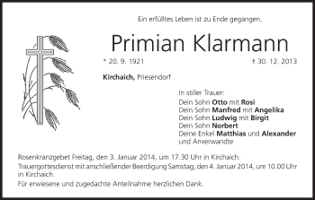 Anzeige von Primian Klarmann von MGO