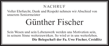 Anzeige von Günther Fischer von MGO