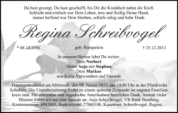 Anzeige von Regina Schreibvogel von MGO