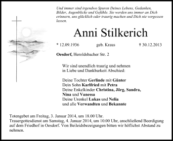 Anzeige von Anni Stilkerich von MGO