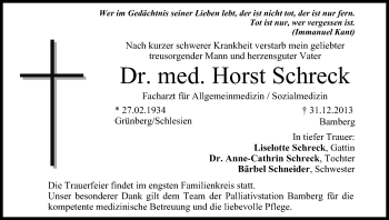 Anzeige von Horst Schreck von MGO