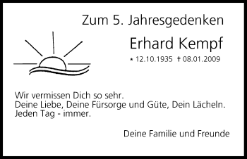 Anzeige von Erhard Kempf von MGO