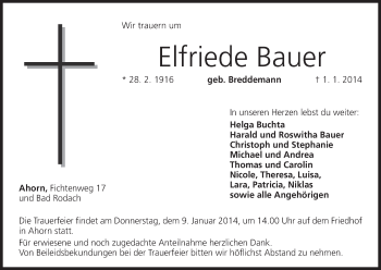 Anzeige von Elfriede Bauer von MGO