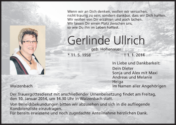 Anzeige von Gerlinde Ullrich von MGO