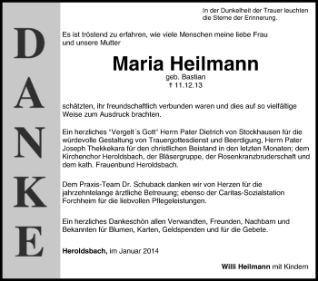 Anzeige von Maria Heilmann von MGO