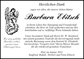 Anzeige von Barbara Ebitsch von MGO