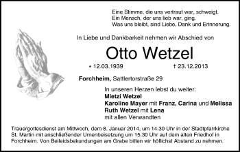 Anzeige von Otto Wetzel von MGO