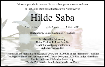 Anzeige von Hilde Saba von MGO