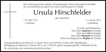 Anzeige von Ursula Hirschfelder von MGO