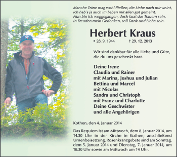 Anzeige von Herbert Kraus von MGO