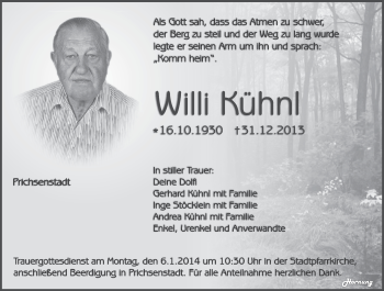 Anzeige von Willi Kühnl von MGO