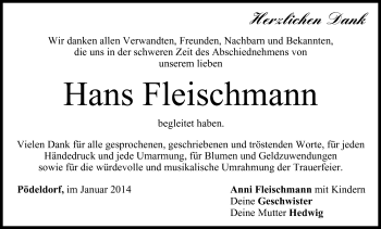 Anzeige von Hans Fleischmann von MGO