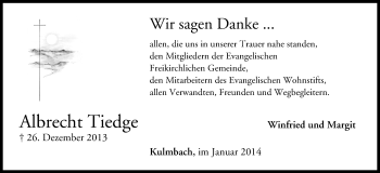 Anzeige von Albrecht Tiedge von MGO