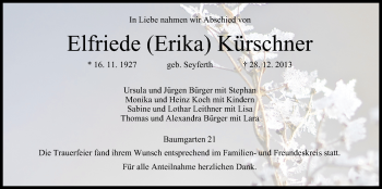 Anzeige von Elfriede Kürschner von MGO