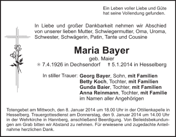 Anzeige von Maria Bayer von MGO