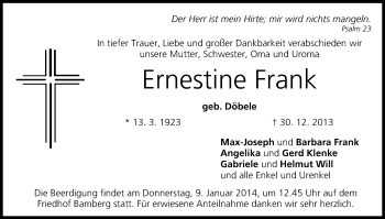 Anzeige von Ernestine Frank von MGO