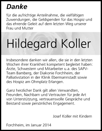 Anzeige von Hildegard Koller von MGO