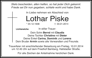 Anzeige von Lothar Piske von MGO