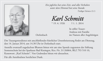 Anzeige von Karl Schmitt von MGO